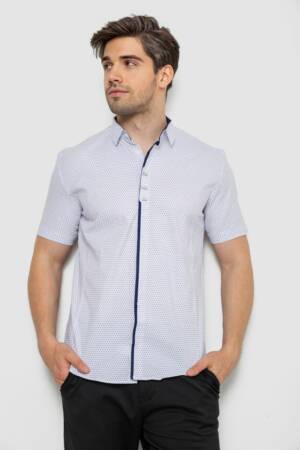Сорочка чоловіча з принтом, колір білий, 214R7014