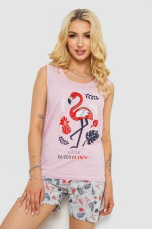 Піжама жіноча з принтом, колір рожевий, 243R5091