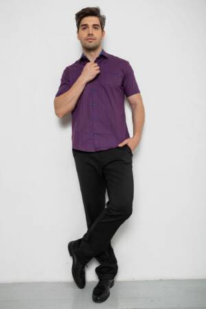 Сорочка чоловіча з принтом, колір сливовий, 214R7332