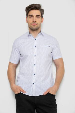 Сорочка чоловіча з принтом, колір біло-синій, 214R7332