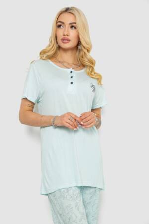 Піжама жіноча з принтом, колір м’ятний, 243R6623