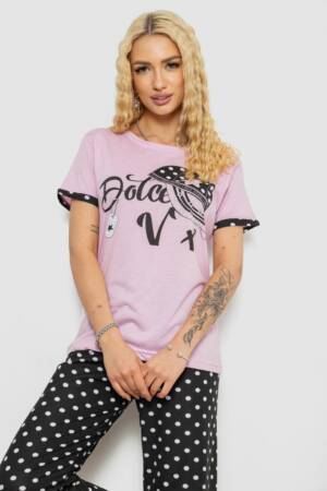 Піжама жіноча з принтом 243R2032-С, колір бузково-чорний, 243R2032-C