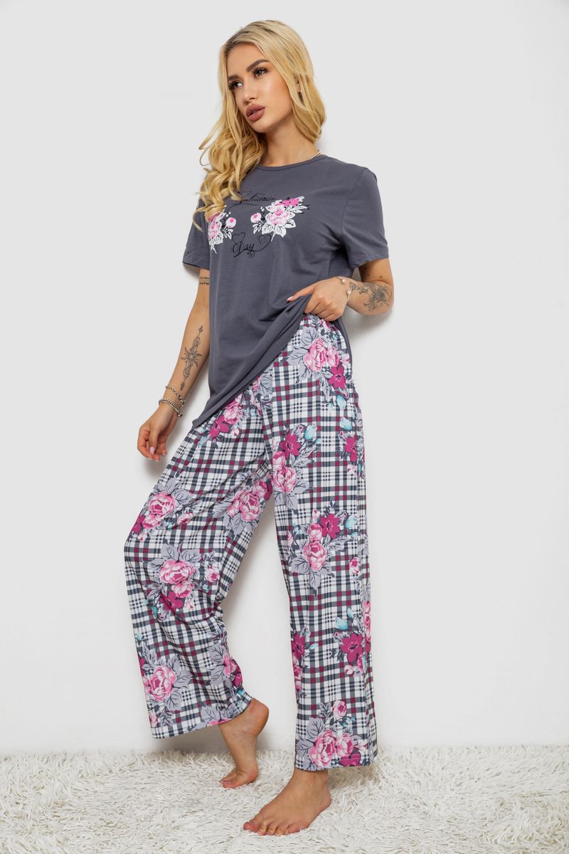 Піжама жіноча з принтом, колір сірий, 243R10367 - Зображення 3