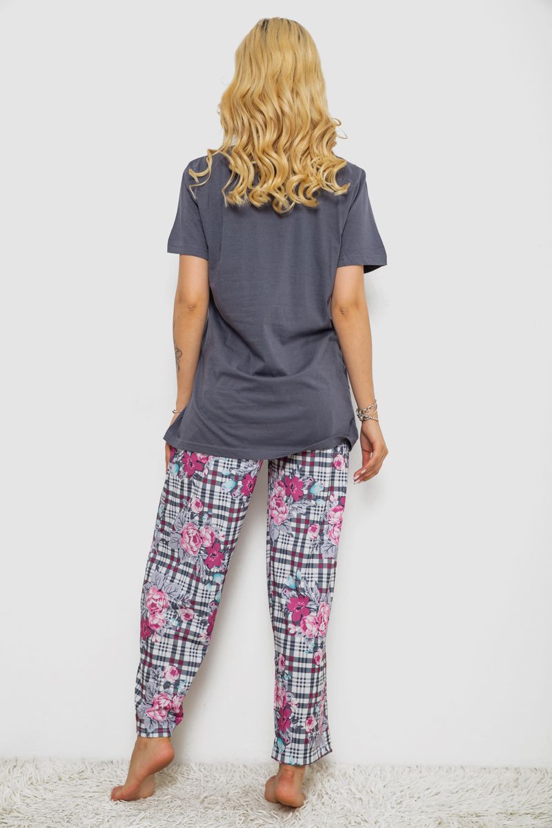 Піжама жіноча з принтом, колір сірий, 243R10367 - Зображення 4