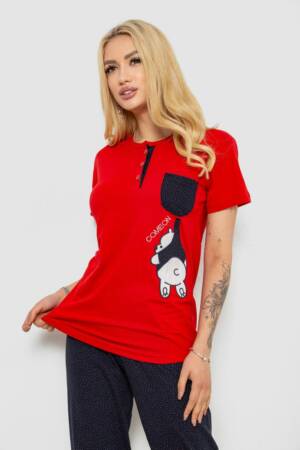 Піжама жіноча з принтом, колір червоно-синій, 243R9211