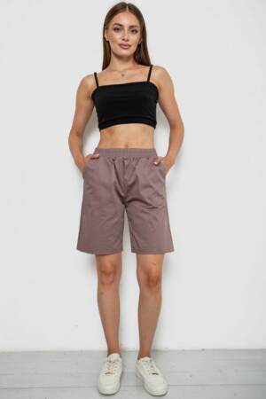 Шорти жіночі однотонні, колір мокко, 238R315-1
