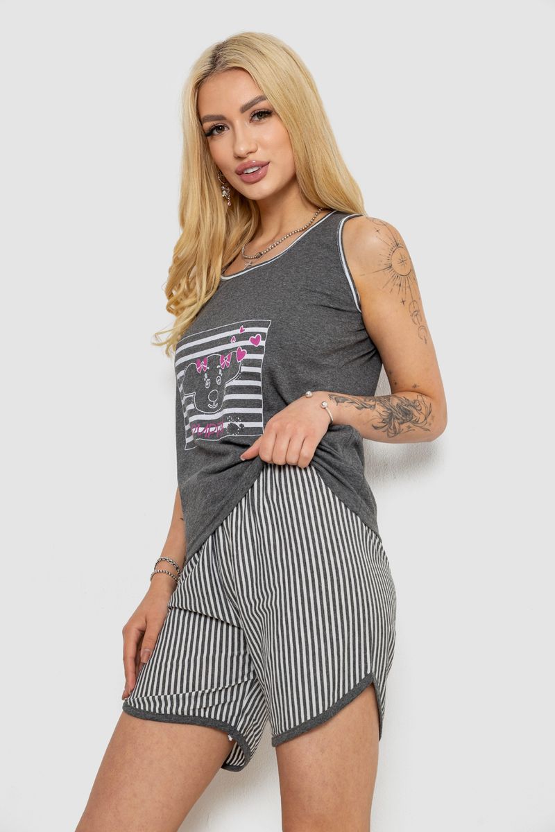 Піжама жіноча з принтом, колір сірий, 243R1535 - Зображення 3