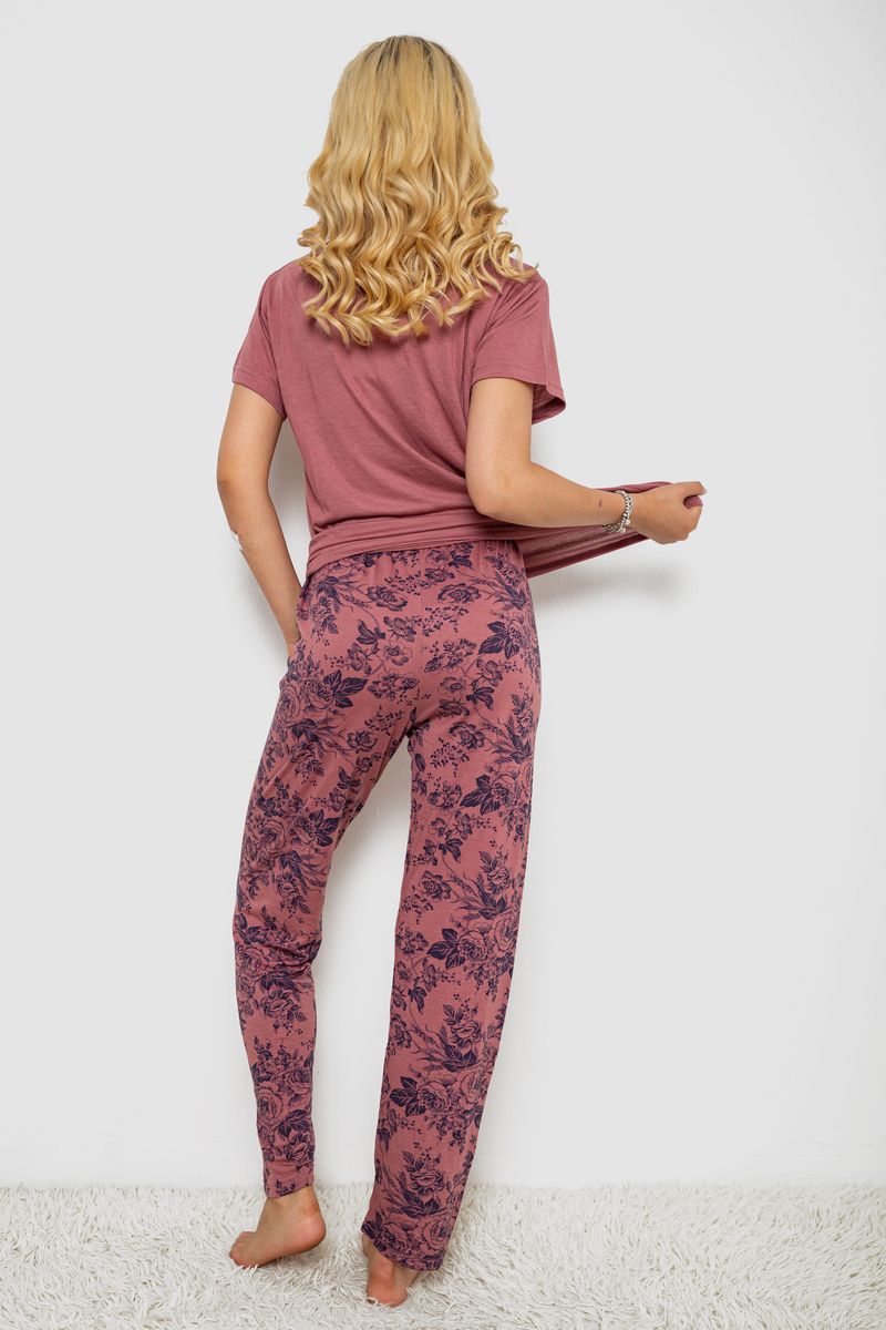 Піжама жіноча з принтом, колір сливовий, 243R10197 - Зображення 4