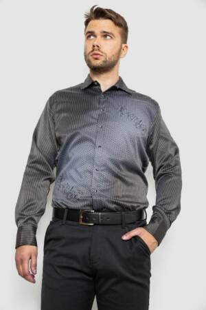 Сорочка чоловіча з принтом, колір чорний, 214R5829