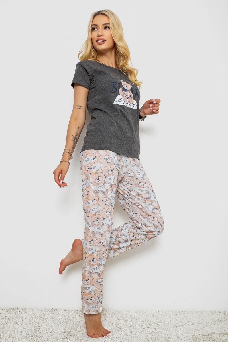 Піжама жіноча з принтом, колір сірий, 243R3576 - Зображення 3