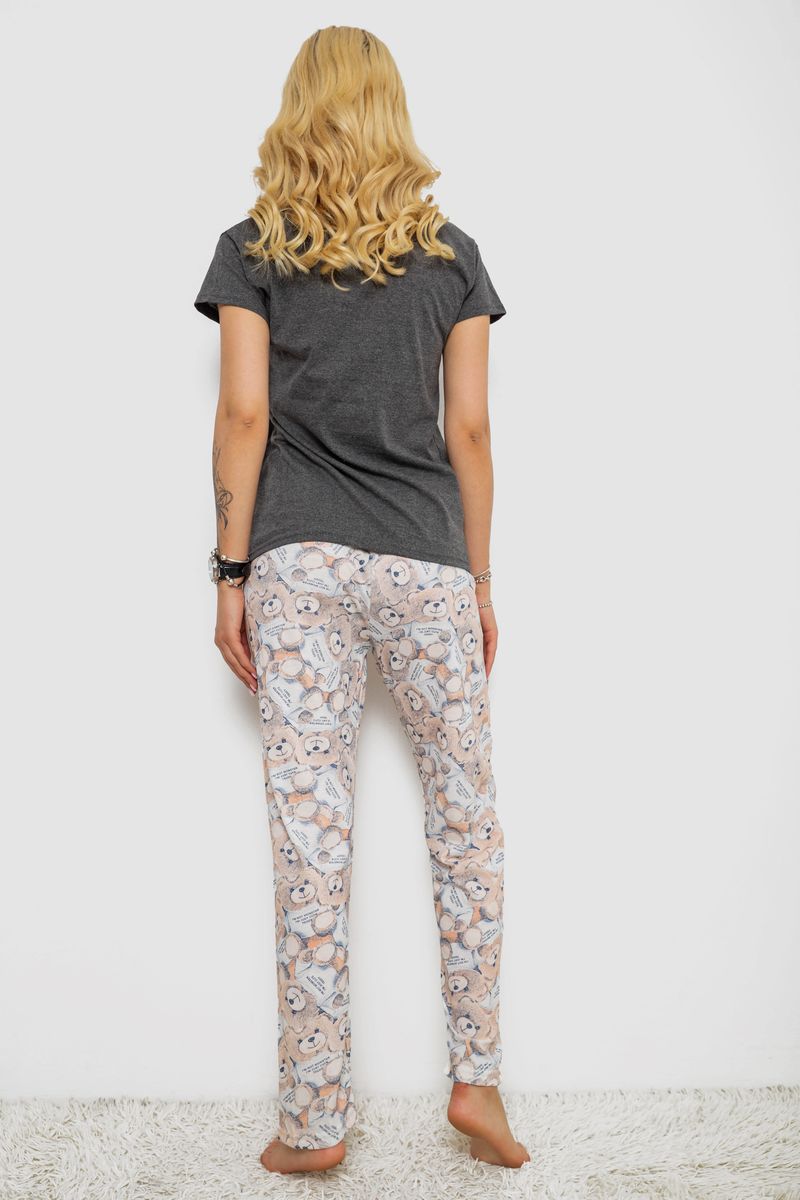 Піжама жіноча з принтом, колір сірий, 243R3576 - Зображення 4