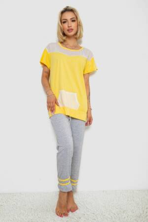 Піжама жіноча з принтом, колір жовтий, 243R1600-032-1