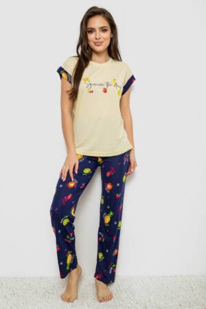 Піжама жіноча з принтом, колір жовтий, 243R2122