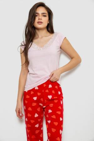 Піжама жіноча, колір рожевий, 243R1484-025