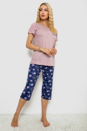 Піжама жіноча з принтом, колір пудровий, 243R10248