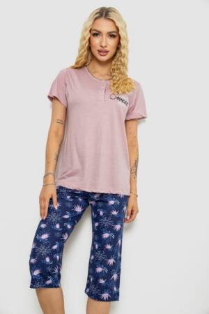 Піжама жіноча з принтом, колір пудровий, 243R10248