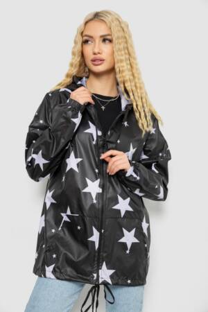 Вітровка жіноча з капюшоном, колір чорний, 238R102-4