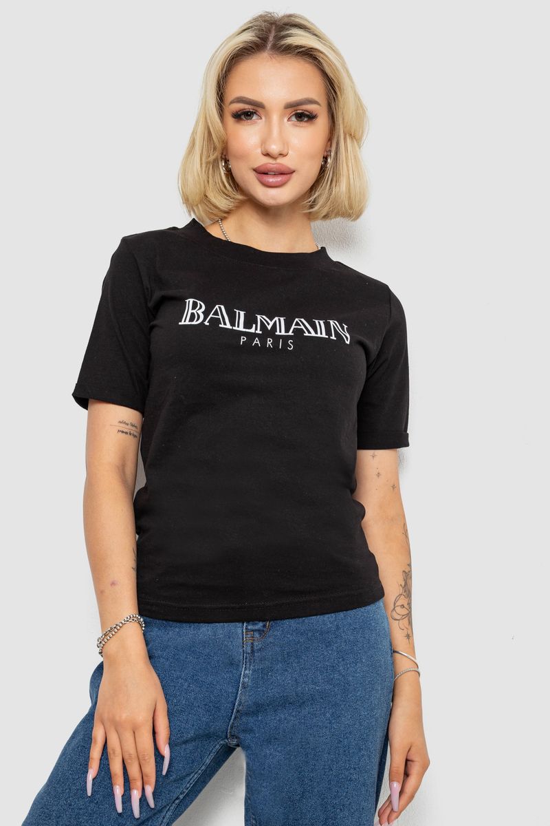 Футболка жіноча з принтом, колір чорний, 238R01640