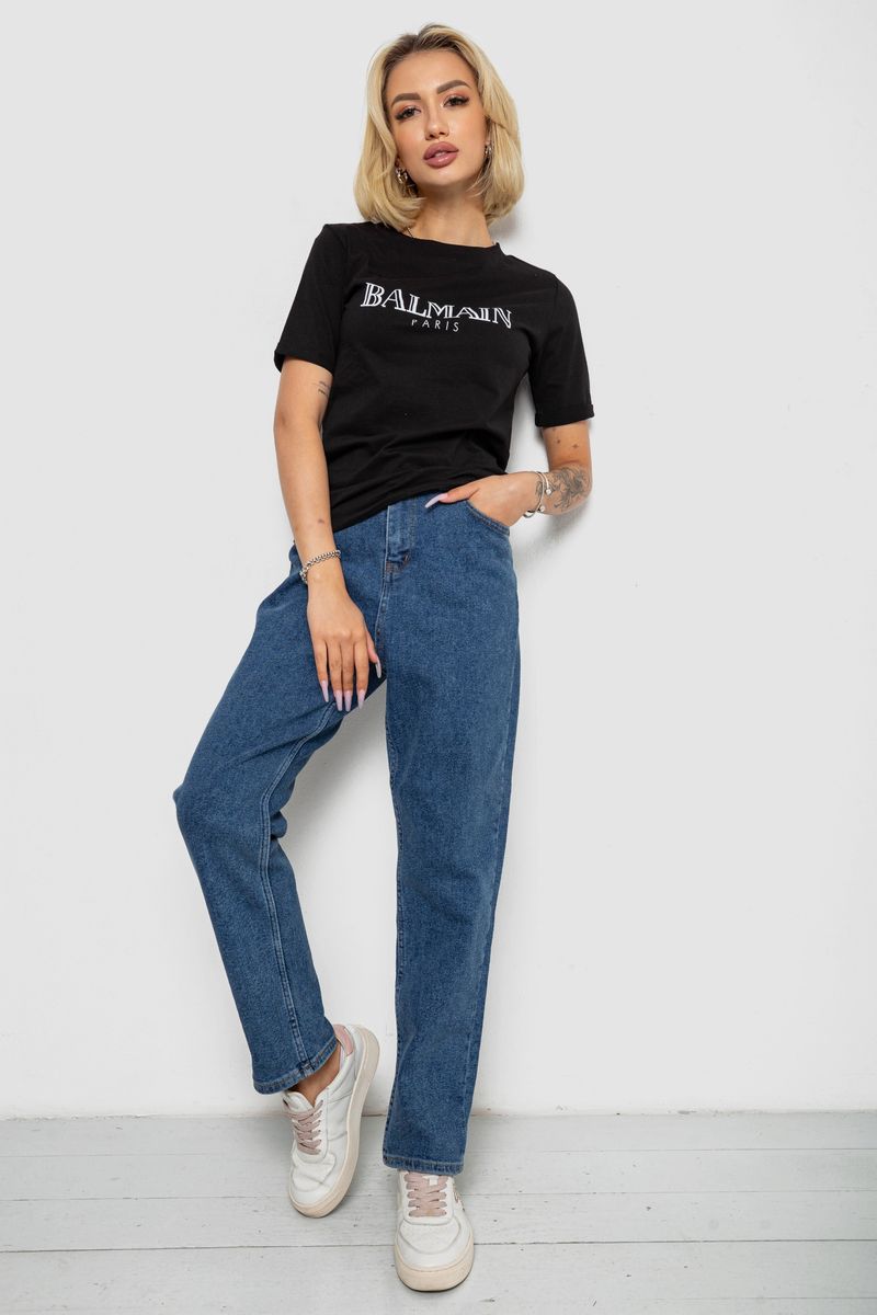 Футболка жіноча з принтом, колір чорний, 238R01640