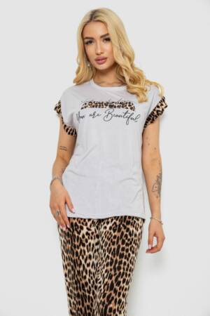 Піжама жіноча з принтом, колір сірий, 243R2101