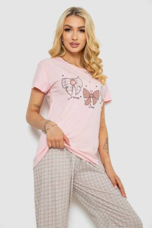 Піжама жіноча, колір рожевий, 243R0028