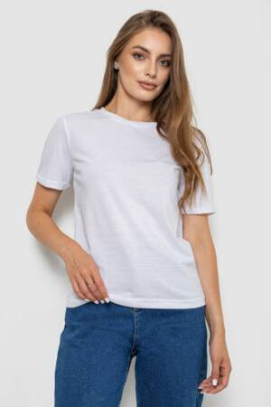Футболка жіноча однотонна, колір білий, 238R111-1