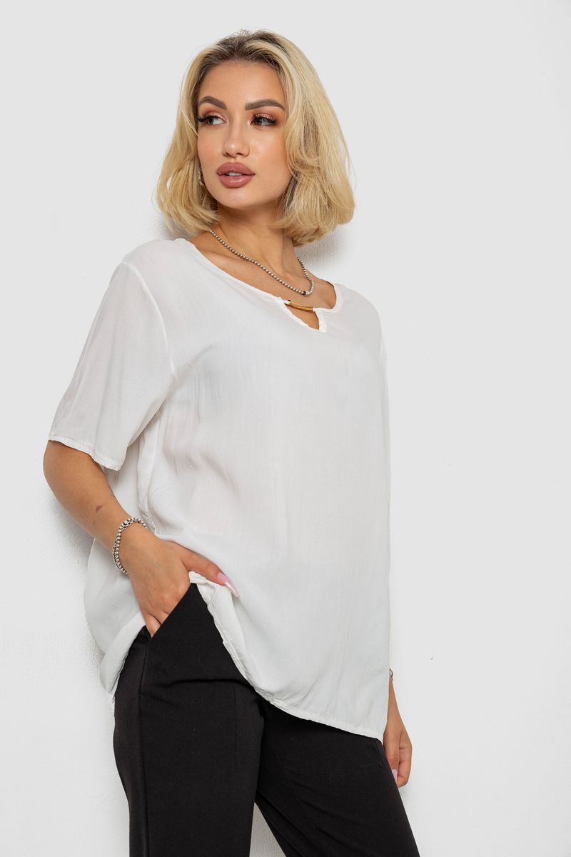 Блуза, колір молочний, 244RM208 - Зображення 3