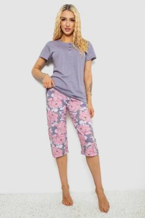 Піжама жіноча з принтом, колір бузковий, 243R10250