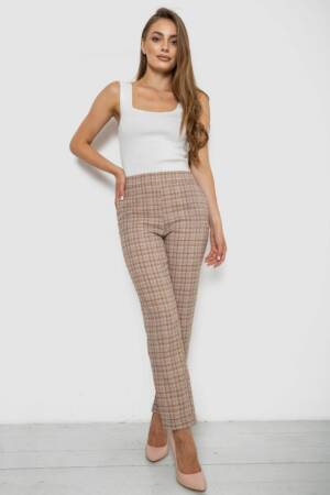 Штани жіночі у клітинку, колір мокко, 238RM94