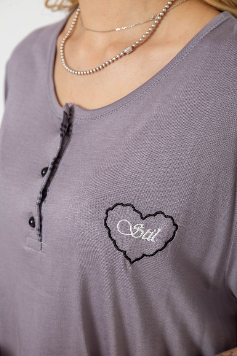 Піжама жіноча з принтом, колір сірий, 243R7023 - Зображення 5