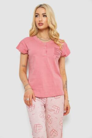 Піжама жіноча з принтом, колір пудровий, 243R004-P4