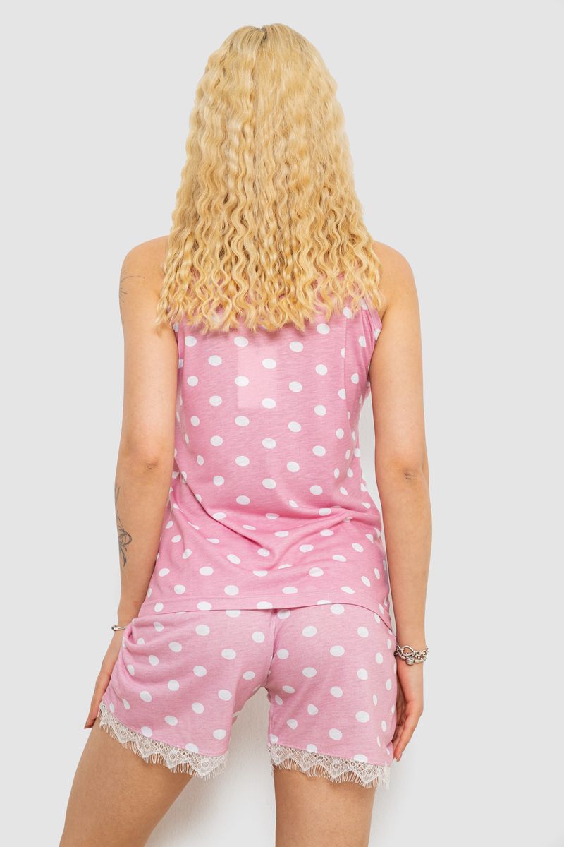 Піжама жіноча в горошок, колір пудрово-білий, 243R2127 - Зображення 4