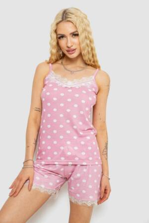 Піжама жіноча в горошок, колір пудрово-білий, 243R2127
