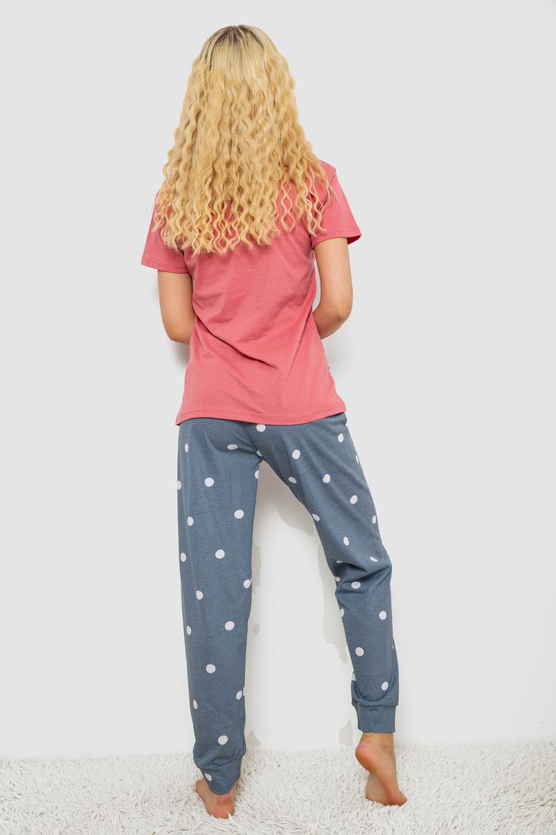 Піжама жіноча з принтом, колір пудровий, 243R9254 - Зображення 4