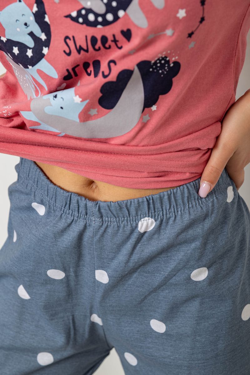 Піжама жіноча з принтом, колір пудровий, 243R9254 - Зображення 5