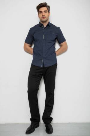 Сорочка чоловіча з принтом, колір темно-синій, 214R7128