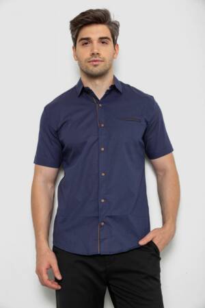 Сорочка чоловіча з принтом, колір синьо-бежевий, 214R7128