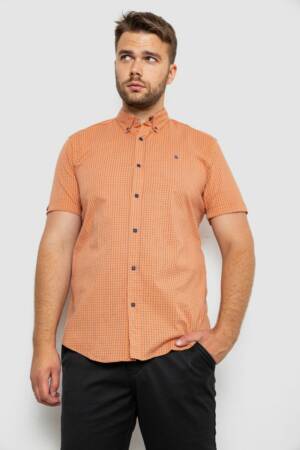 Сорочка чоловіча в клітинку, колір помаранчевий, 214R4564-3