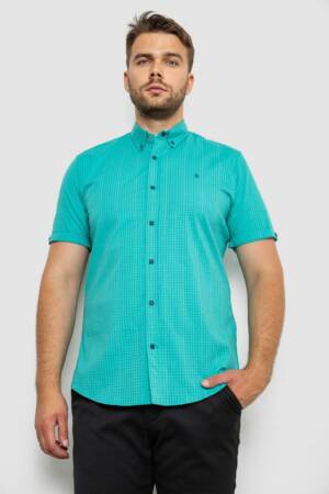 Сорочка чоловіча в клітинку, колір бірюзовий, 214R4564-3