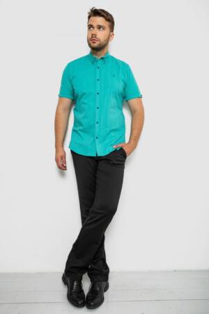 Сорочка чоловіча в клітинку, колір бірюзовий, 214R4564-3