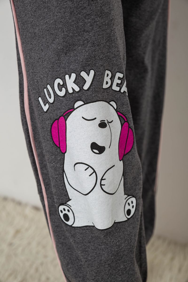 Піжама жіноча з принтом, колір рожево-сірий, 243R9203 - Зображення 5