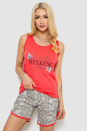 Піжама жіноча з принтом, колір рожевий, 243R2064