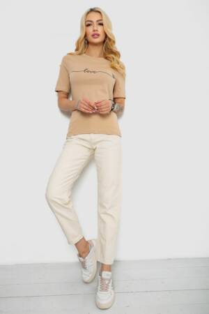 Футболка жіноча з принтом, колір бежевий, 241R133