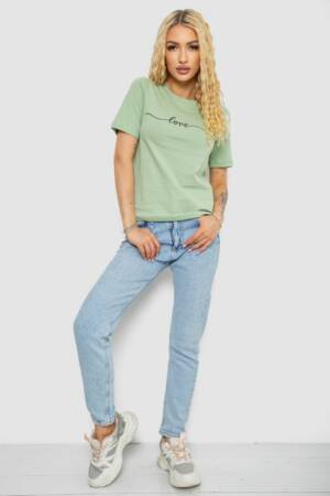 Футболка жіноча з принтом, колір оливковий, 241R133