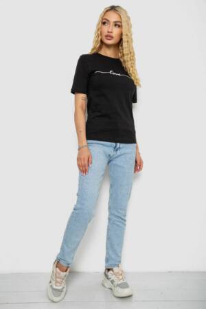 Футболка жіноча з принтом, колір чорний, 241R133