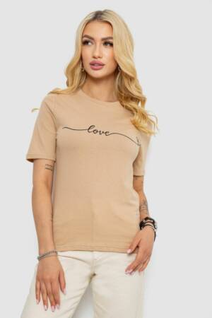 Футболка жіноча з принтом, колір бежевий, 241R133