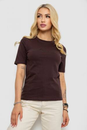 Футболка жіноча з принтом, колір шоколадний, 241R133