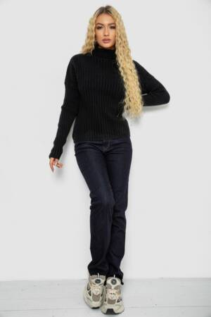 Гольф жіночий однотонний, колір чорний, 244RS-2302