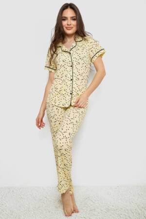 Жіноча піжама з принтом, колір жовтий, 243R7142