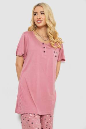 Піжама жіноча з принтом, колір пудровий, 243R6998